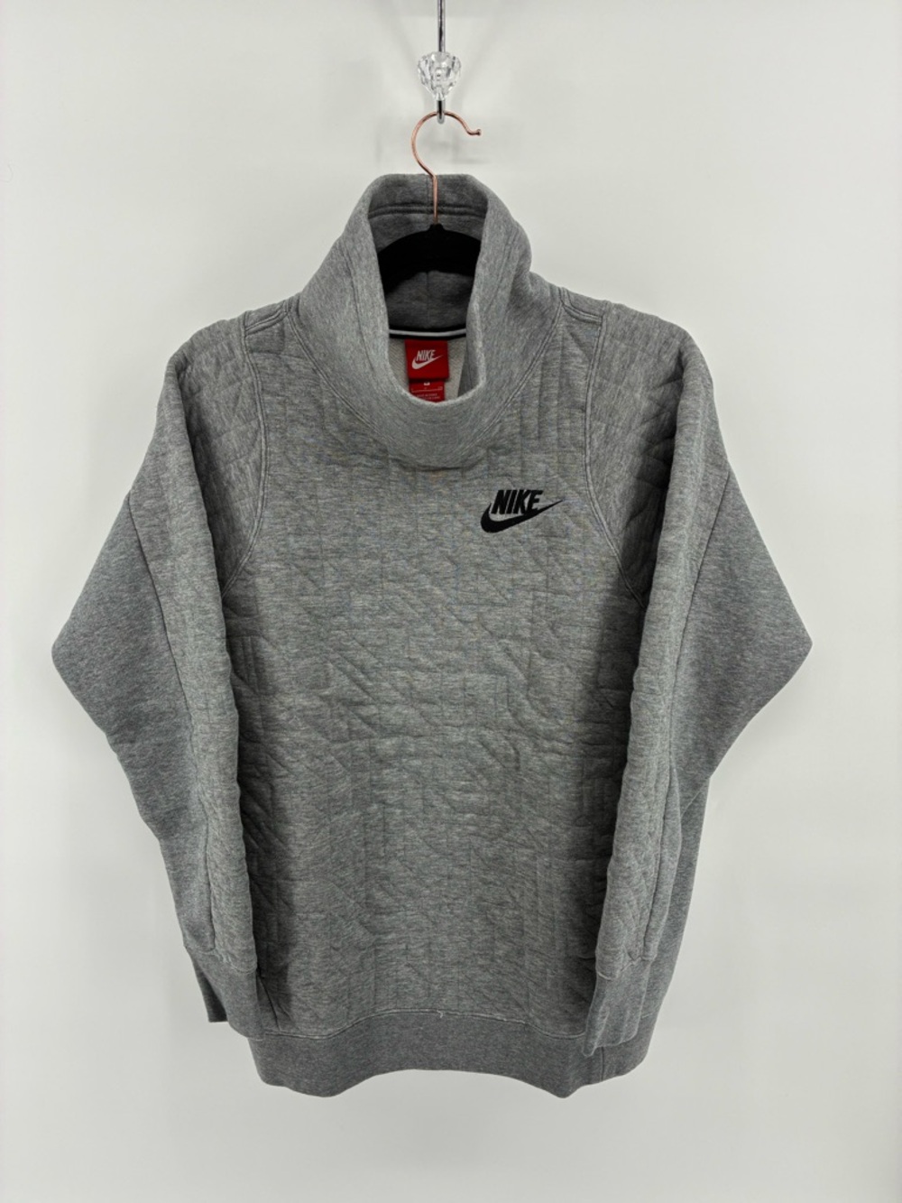 Nike Gray Quilted Cowl Neck Sweater